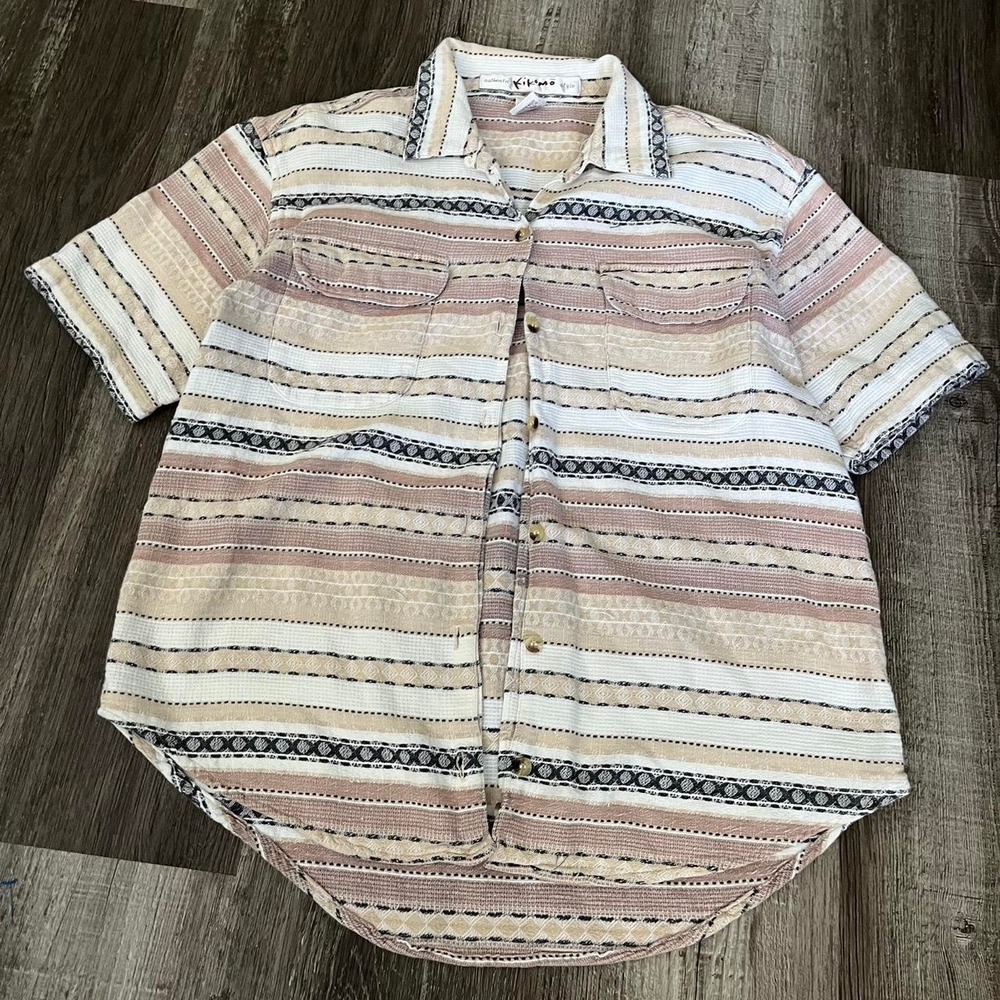 Brown and Cream Striped Button up Shirt